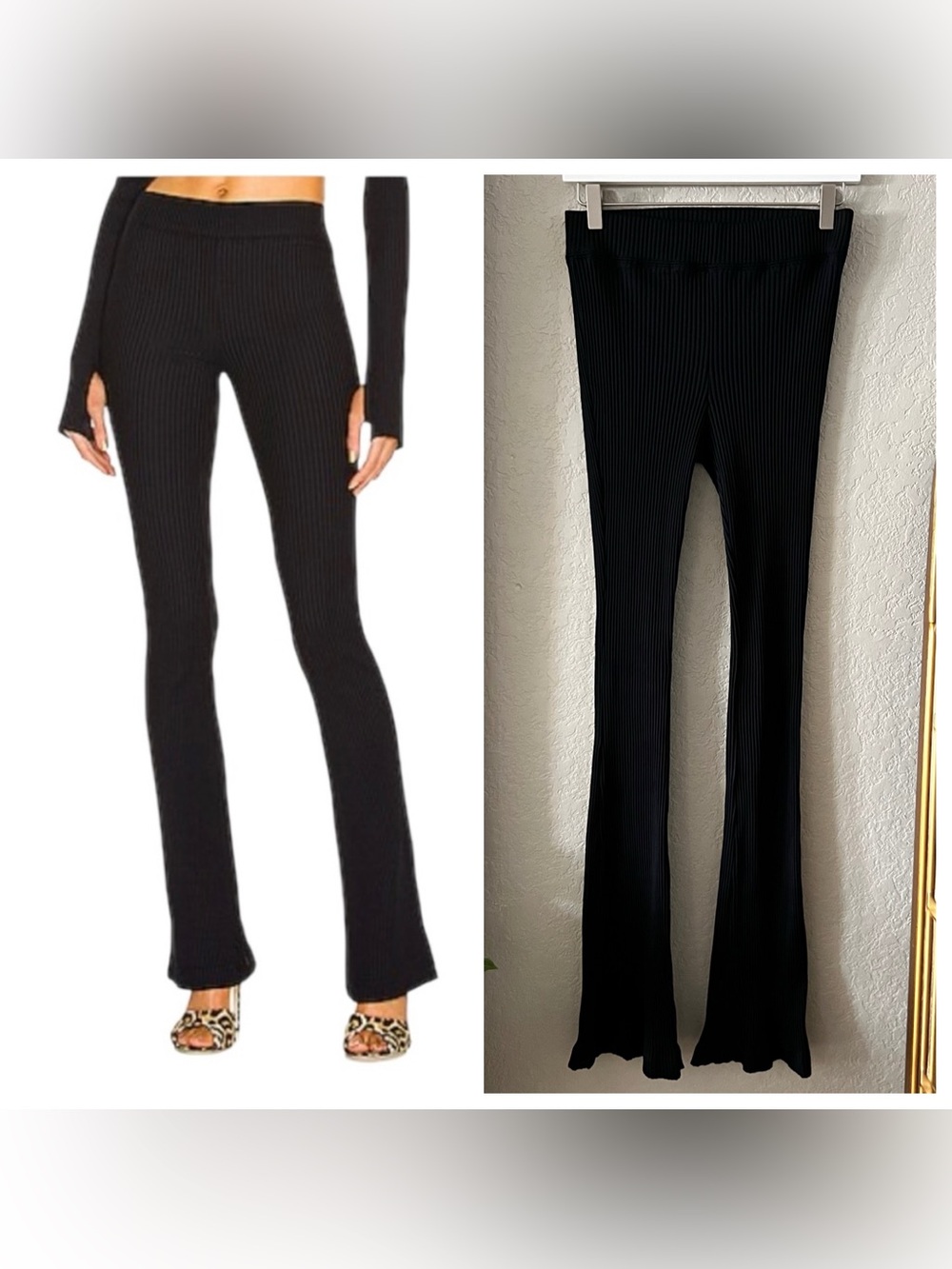 Helmut Lang Women's Ribbed Flare Pull On Pants Black Size Medium